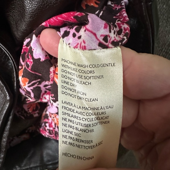 Anthropologie Sz XXS Faux Leather Jacket Brown Moto Cropped Lined Edgy Chic - Picture 7 of 9